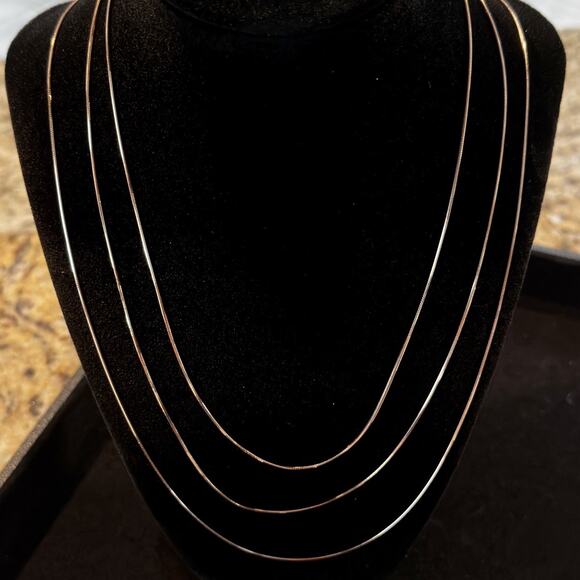 Layered Rose Gold Snake Chain Set 14k/925 (3 Pack) 14K Gold Finish#322 - Picture 1 of 12